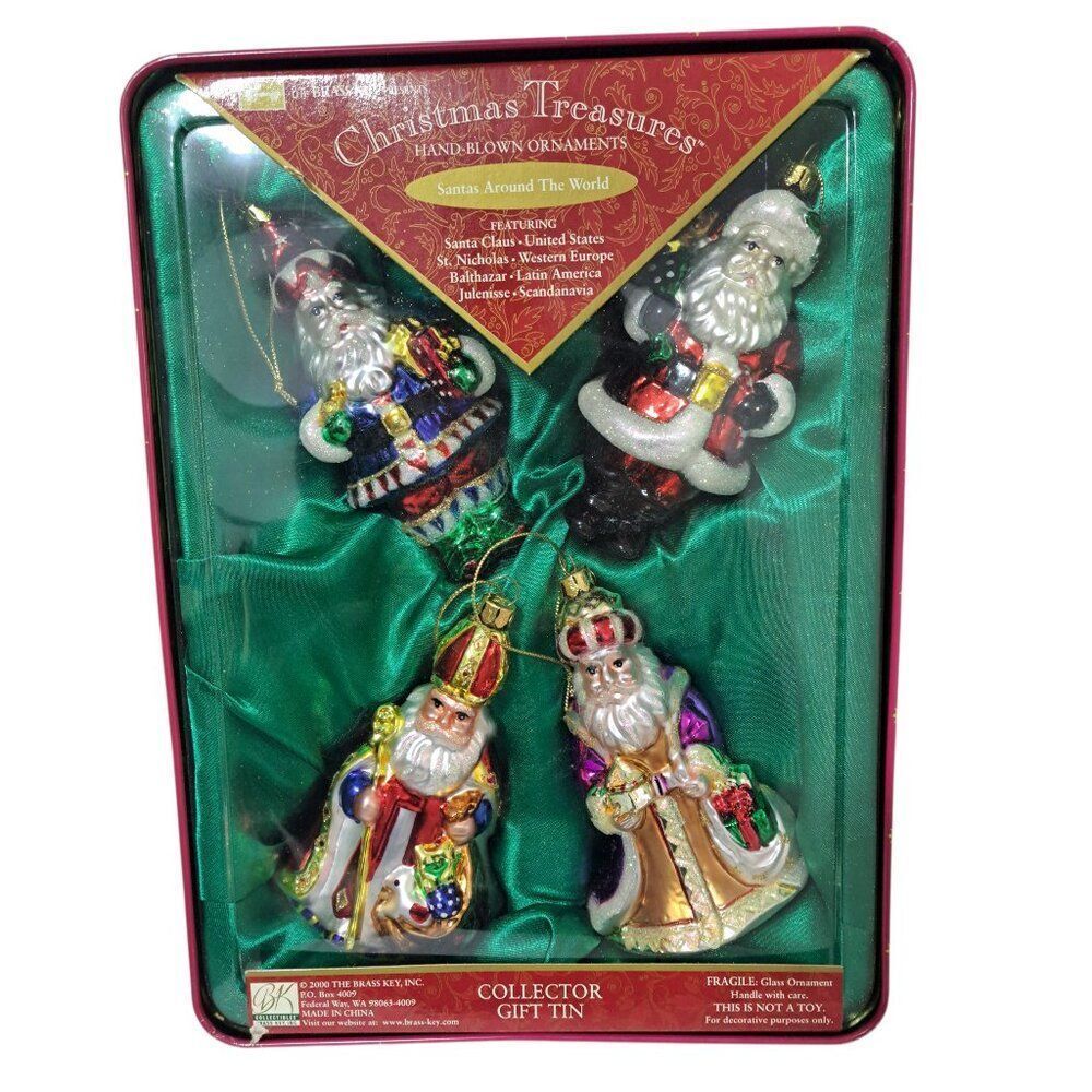 The Brass Key Christmas Treasures Santas Around the World Hand Blown Ornaments